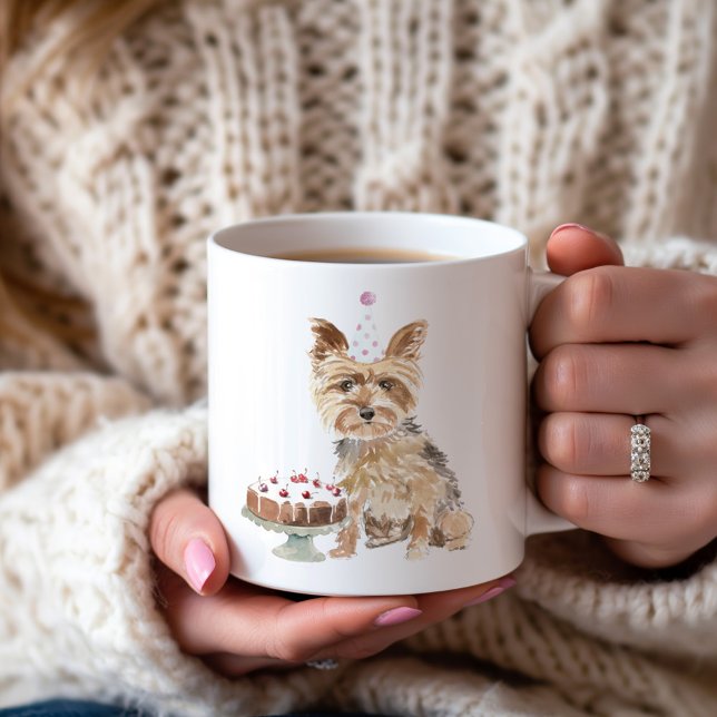 Mug Gâteau d'anniversaire Yorkie personnalisé (Créateur téléchargé)