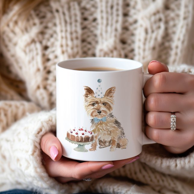 Mug Gâteau d'anniversaire Yorkie personnalisé (Créateur téléchargé)