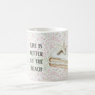 Mug Gâteau Étoile de Mer Blanche Confettis Rose Vert