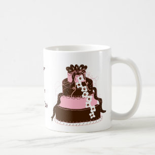 Mug Gâteau rose et chocolat pour réserver la date