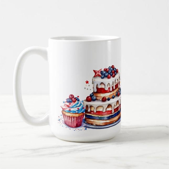MUG GÂTEAUX ET CUPCAKES EN PATRIOTIQUE BLANC ROUGE (Gauche)
