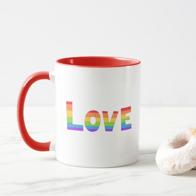 Mug Gay pride LGBT rainbow flag L'amour est l'amour LG (Avec donut)