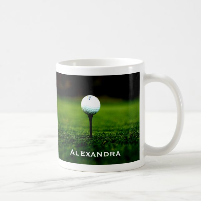 Mug Gazon d'herbe verte et boule de golf/pièce en t, (Droite)