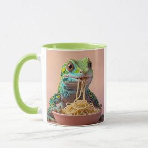 Mug Gecko Drôle Manger Spaghetti