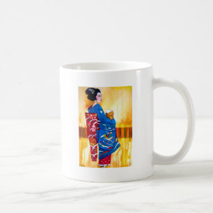 Mug Geisha japonais avec kimono bleu