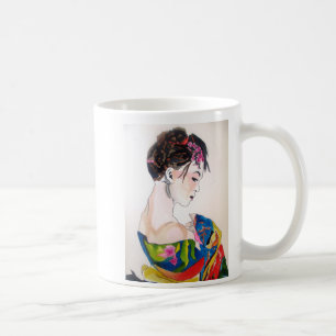 Mug Geisha japonais avec kimono bleu