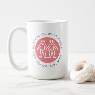 Mug Gémeaux roses mignons Traits Musique Zodiac