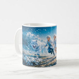 Mug Gémeaux Zodiaque avec Enfants Jumeaux et Loups Bla