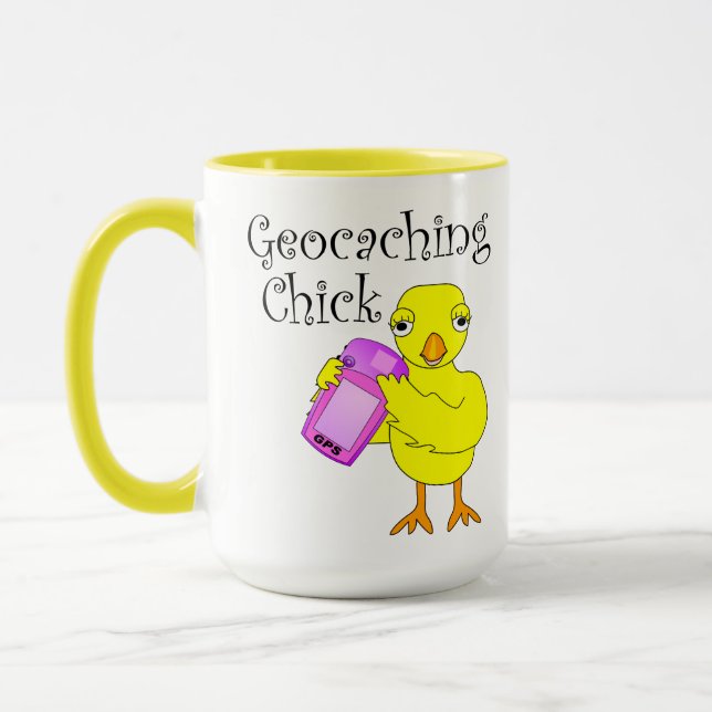 Mug Geocaching Chick Curly Text (Gauche)
