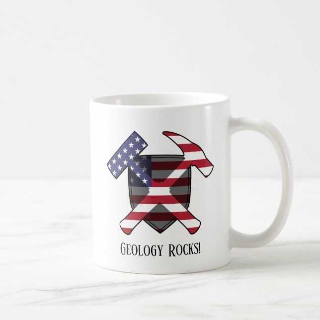 Mug "Geology Rocks" Drapeau américain Crossed Hammer L (Droite)