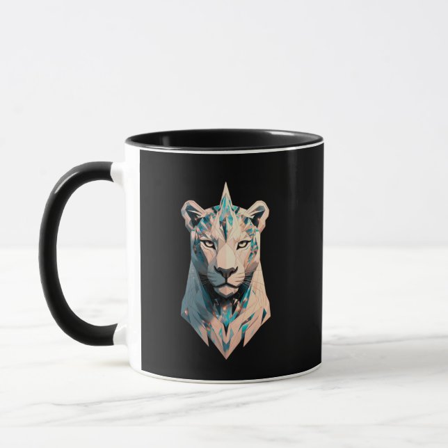 Mug Geometric Lioness Crystal Abstract Art Coffee (Gauche)
