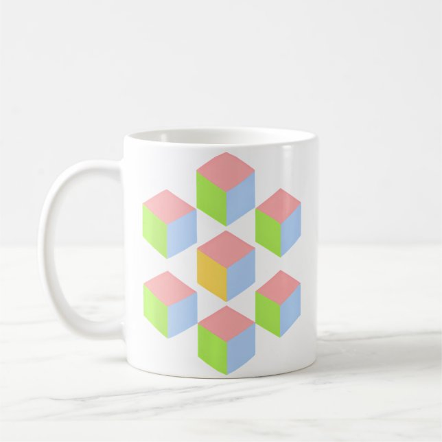 Mug Geometric Pastel Isometric Optical Illusion Cube (Gauche)