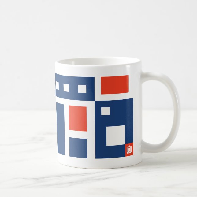 Mug Géométrie de mode amusante en rouge, blanc et bleu (Droite)