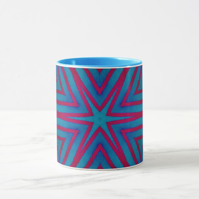 Mug Géométrie rouge étoile et bleu (Centre)