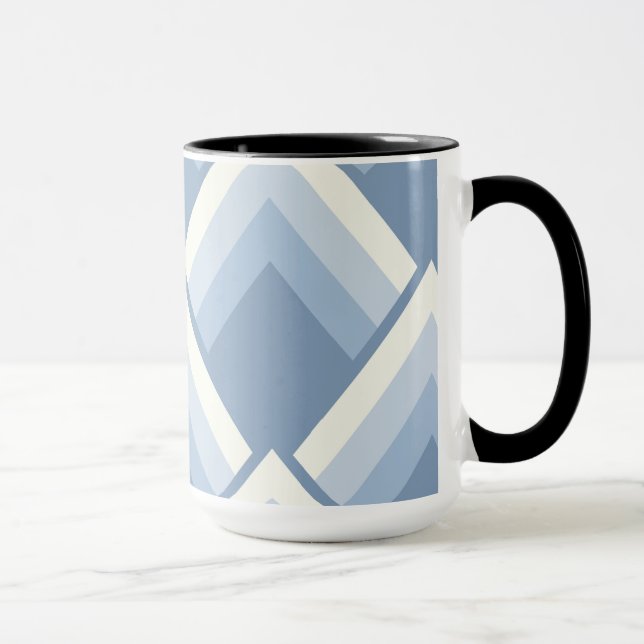 Mug géométrique Abstraite, bleu et blanc cassé 2 (Droite)