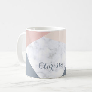 Mug géométrique beige gris d'or rose élégant de ma