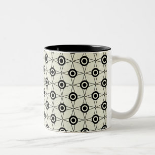Mug géométrique de Funk rétro, noir et ivoire