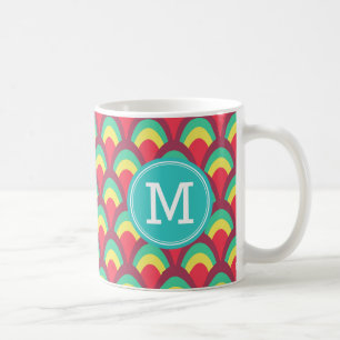 Mug Géométriques colorés personnalisent le monogram
