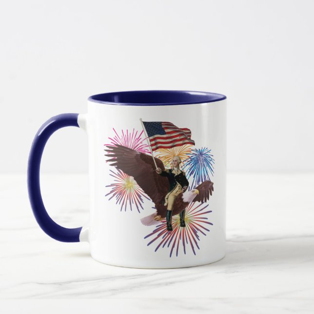 Mug George Washington chevauchant un aigle avec un dra (Gauche)