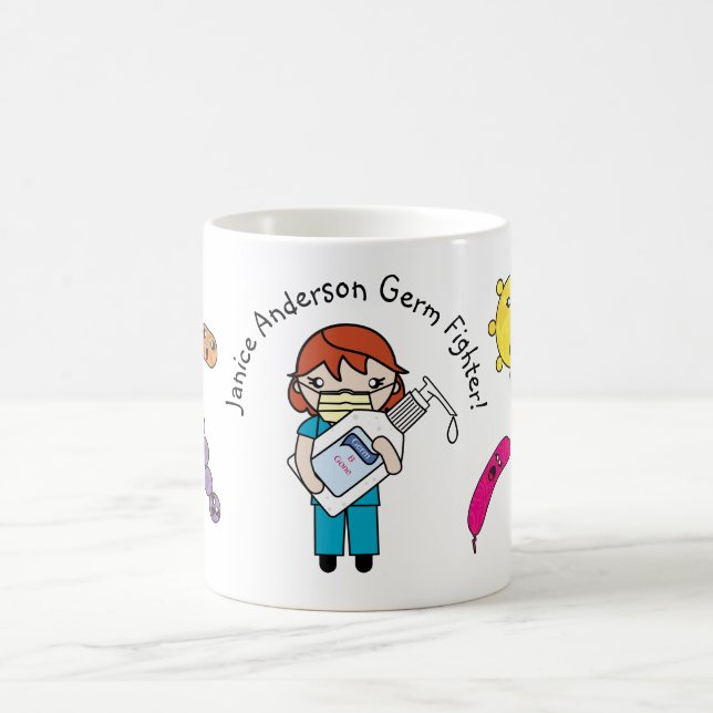 Mug Germ Fighter Cute Redhead Personnalisé (Centre)