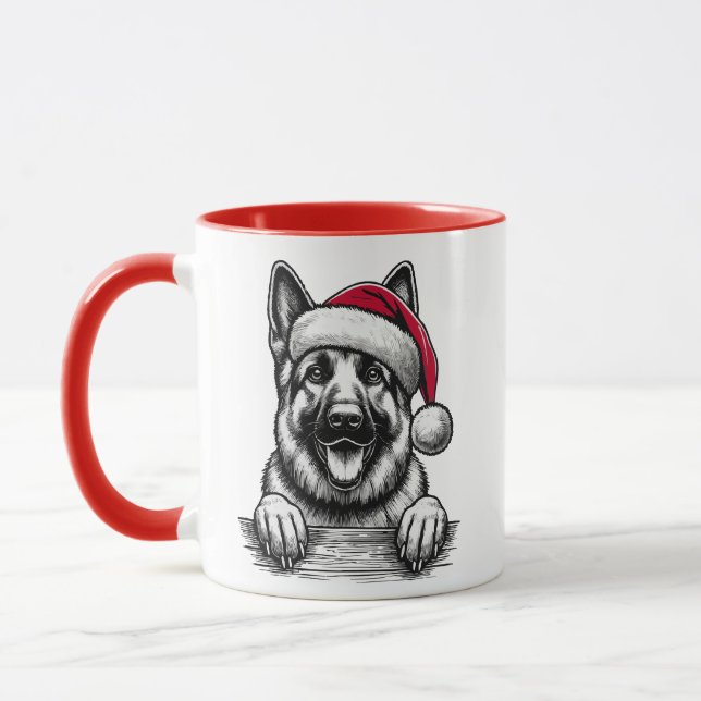 Mug German Shepherd Christmas – Festive Dog (Gauche)