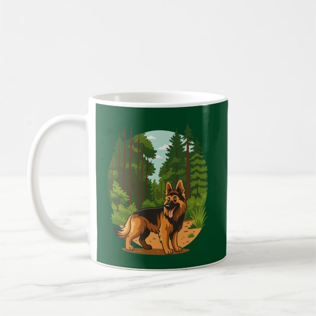 Mug German Shepherd Forest Adventure Dog  (Gauche)