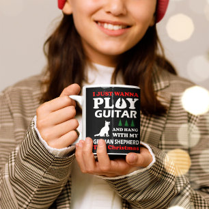 Mug german shepherd je veux juste jouer de la guitare