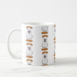 Mug Ghost d'Halloween mignon mais Éffrayant tenant un