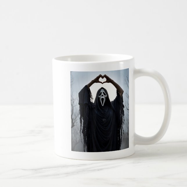 Mug Ghost Red Heart Hands Y Face Halloween Valentines  (Droite)