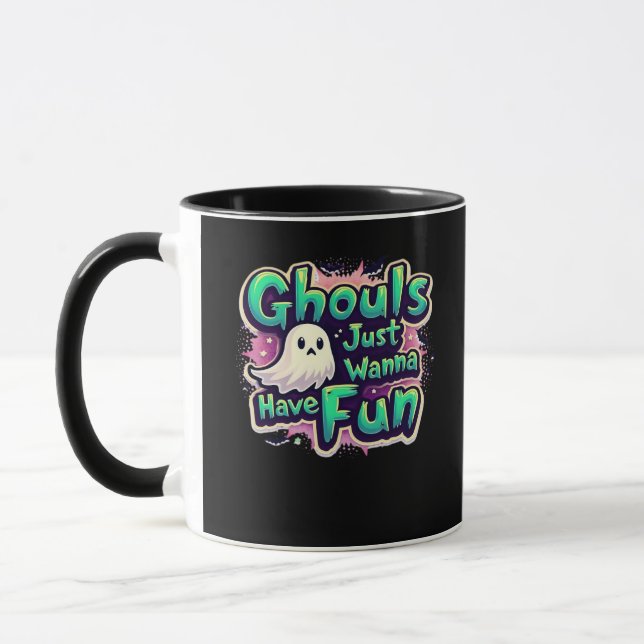 Mug Ghouls veut juste s'amuser - Retro Halloween (Gauche)