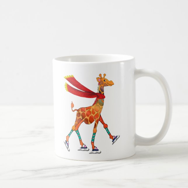 Mug Girafe de patinage de glace avec l'écharpe (Droite)