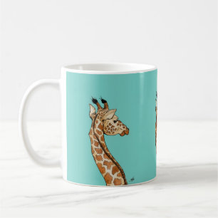 Mug Girafe sur l'arrière - plan turquoise