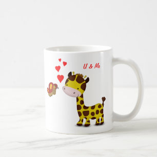 Mug Giraffe et papillon en amour