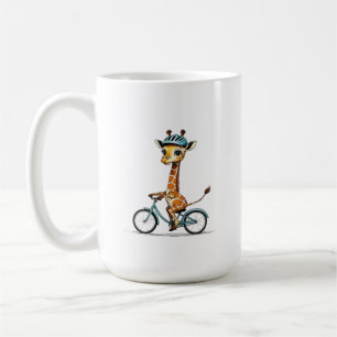 Mug Giraffe Riding a Bicycle - Crayon à main
