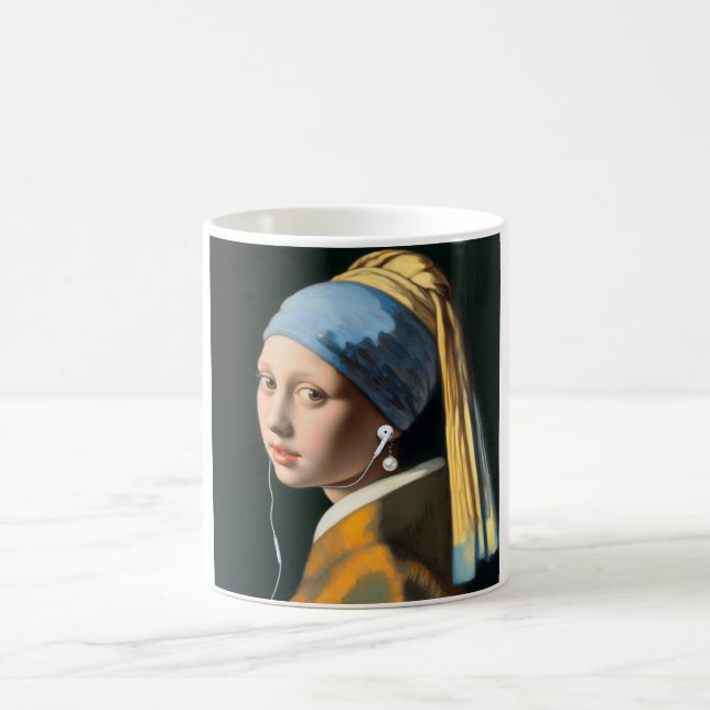 Mug Girl avec perle oreille avec écouteurs (Centre)