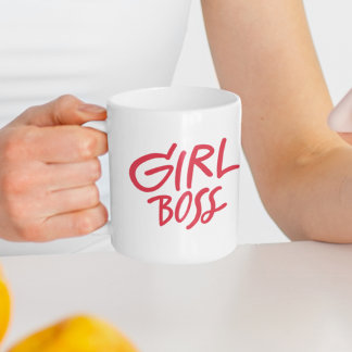 Mug Girl Boss Red Bold Typography Feminine Girly