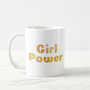 Mug Girl Power Cute Floral Typographie Féministe Citat