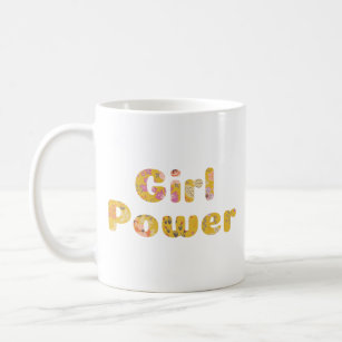 Mug Girl Power Cute Floral Typographie Féministe Citat