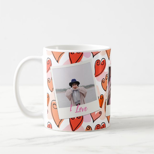 Mug Girly Orange Hearts mignon Romantique Saint-Valent (Gauche)