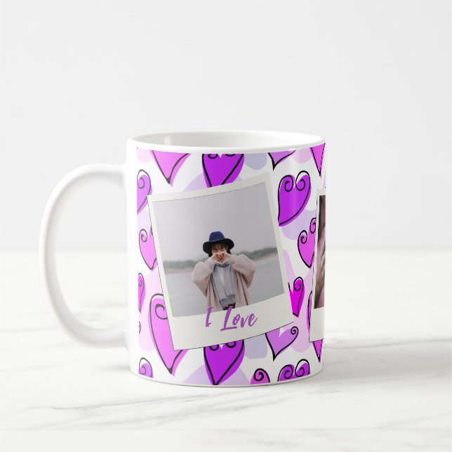 Mug Girly Purple Hearts mignon Romantique Valentine Ph (Gauche)
