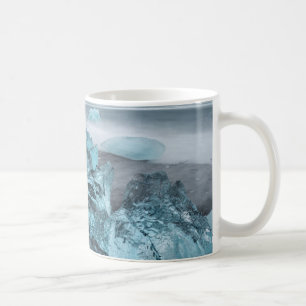 Mug Glace bleue sur la plage, paysage marin, Islande