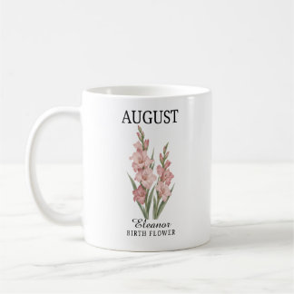 Mug Gladiolus fleur de naissance d'août personnalisée