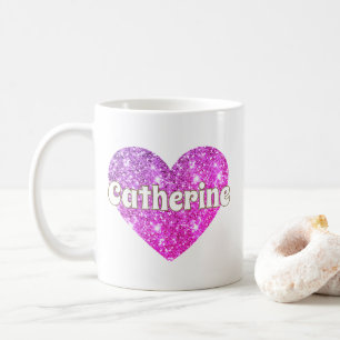 Mug Glam Girly Hot rose Parties scintillant Nom du coe