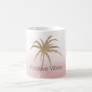 Mug Glam Gold Tropical Palm Pink ombre