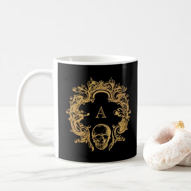 Mug Glam gothique | Musique | Monogramme | Noir (Avec donut)