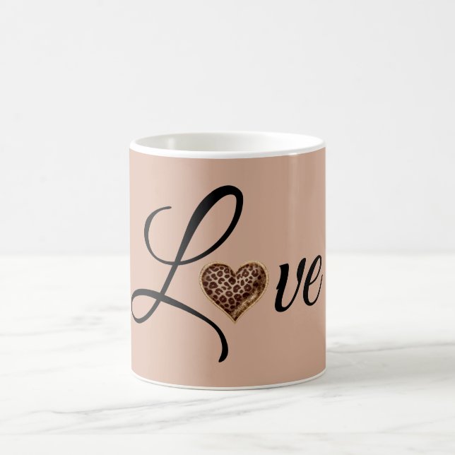 Mug Glam Leopard Heart Love Design (Centre)