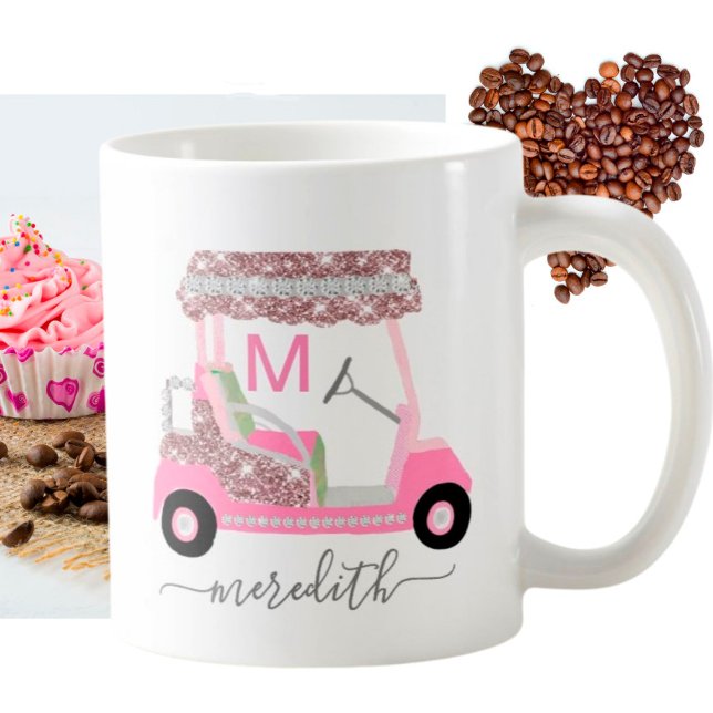 Mug Glam Nom Monogram Rose Gold Golf Panier (Créateur téléchargé)