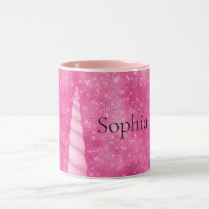 Mug Glam rose étincelle Unicorne Anniversaire