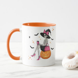 Mug Glam Skeleton Witch avec Citrouille Halloween Éffr