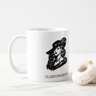 Mug Glam Woman with Cat Fashion Illustration